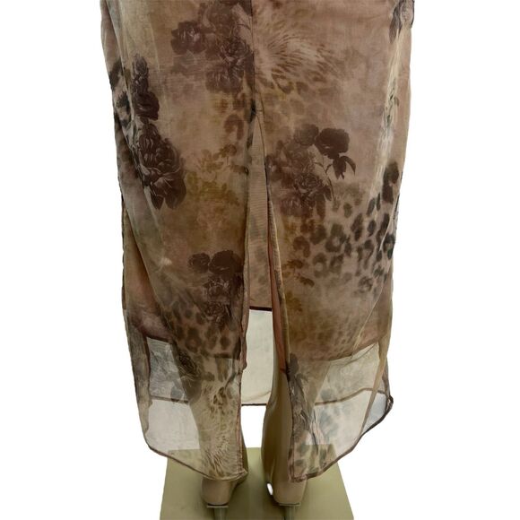 HOUSE OF CB Azia Dress Size L+ Plus Cup Maxi Cream Floral Print Mesh Lace Up - Picture 10 of 16